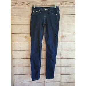 True Religion Low Rise Blue Jeans Size 26 DarkWash Denim EUC